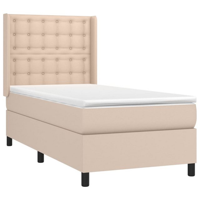 vidaXL Bett Boxspringbett mit Matratze & LED Cappuccino-Braun 90x200cm günstig online kaufen