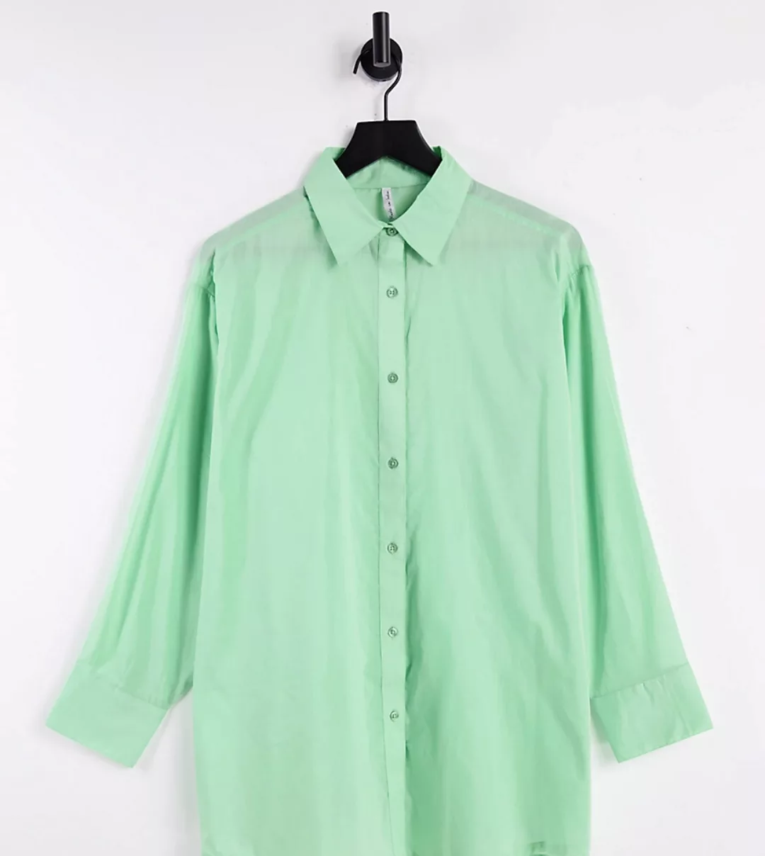 ASYOU – Oversize-Hemd aus Voile in Pistaziengrün günstig online kaufen