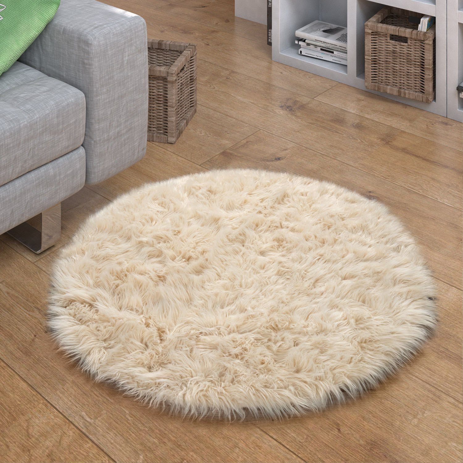 Paco Home Fellteppich »Playa 960«, rund, 64 mm Höhe, Kunstfell, Flokati-Opt günstig online kaufen
