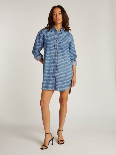 Tommy Jeans Hemdblusenkleid RELAXED SHIRT DRESS AI6056 EXT mit Allover-Bran günstig online kaufen