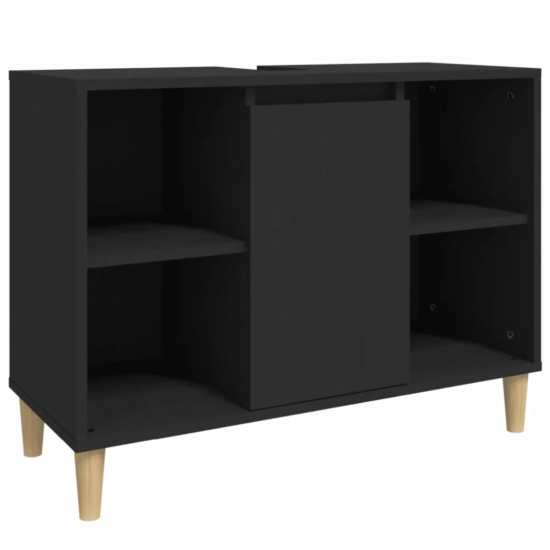 Vidaxl Waschbeckenunterschrank Schwarz 80x33x60 Cm Holzwerkstoff günstig online kaufen