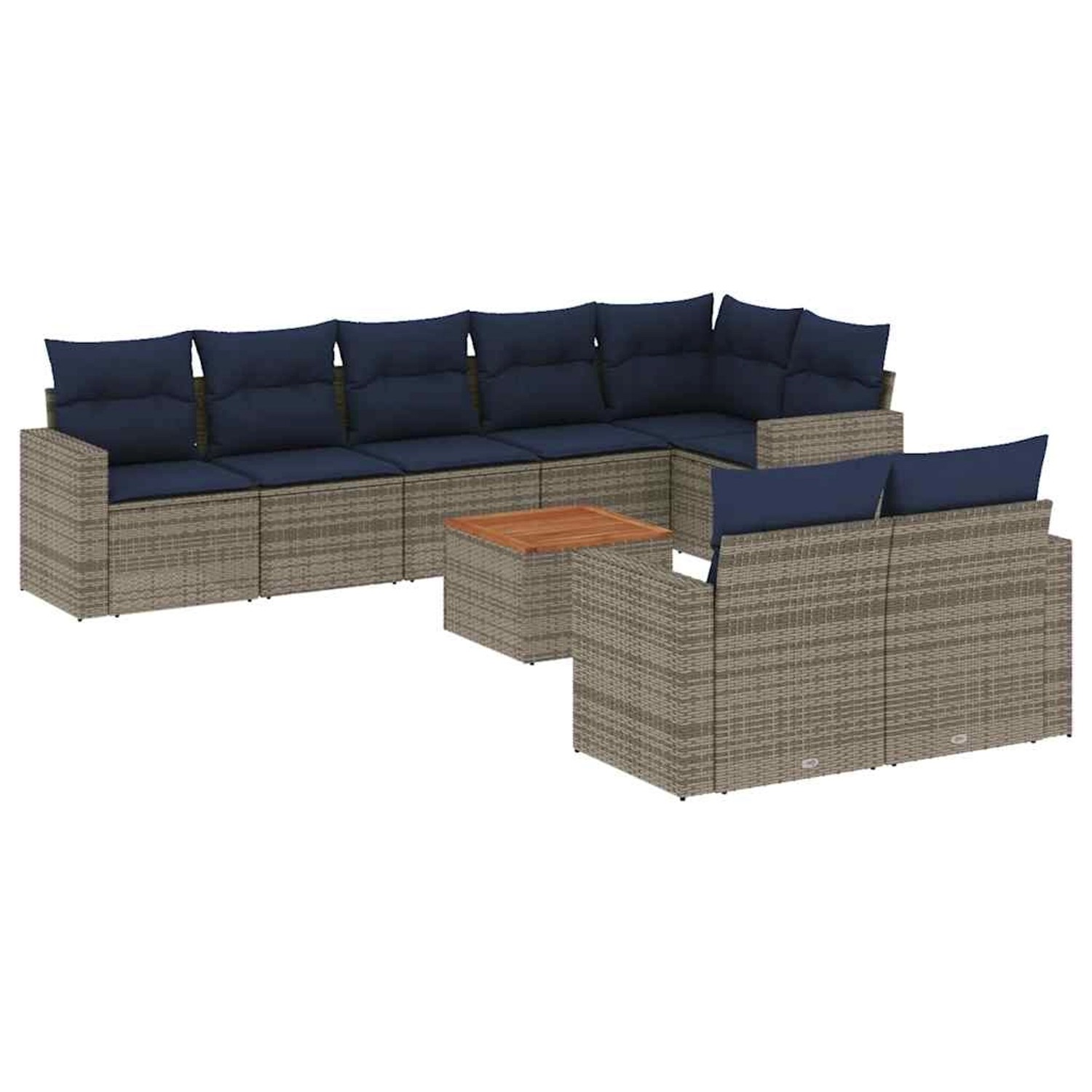 vidaXL 9-Tlg Garten-Sofagarnitur mit Kissen Grau Poly Rattan 3256544 günstig online kaufen