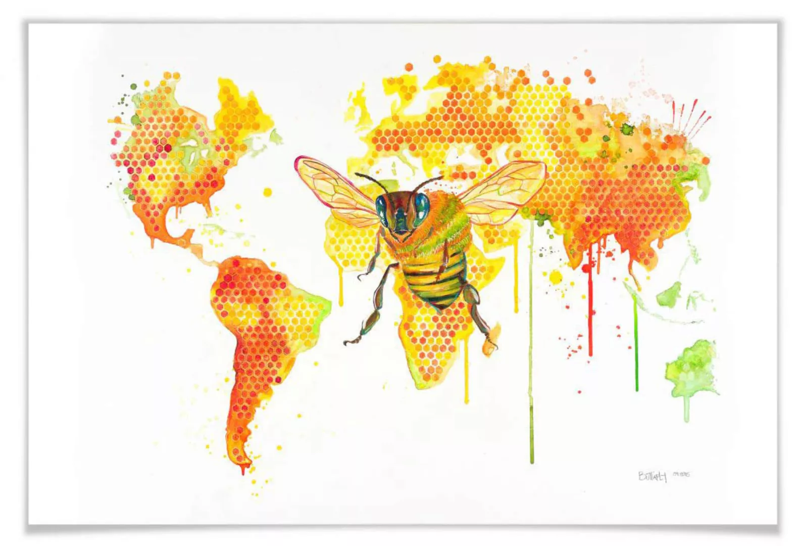 Wall-Art Poster "Bees World Bienenkönigin", Schriftzug, (1 St.), Poster ohn günstig online kaufen