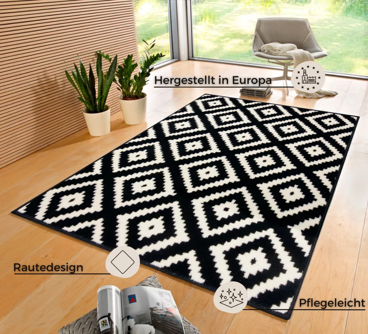 HANSE Home Teppich »Raute«, rechteckig, Kurzflor, Skandi, Raute, Modern, Wo günstig online kaufen