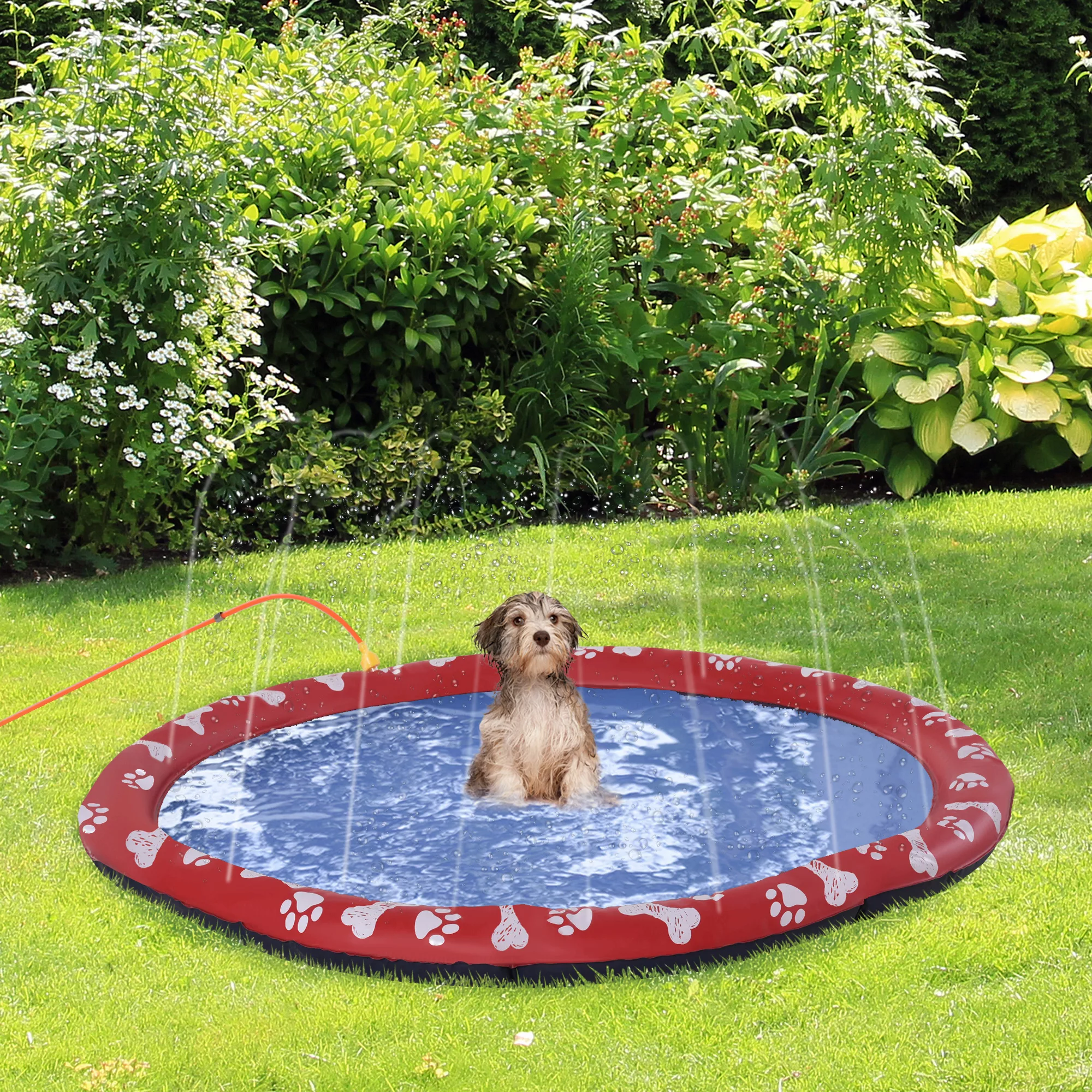 PawHut Hundepool für Hunde, Wassermatte Ø150 cm Hunde Planschbecken Spritz günstig online kaufen