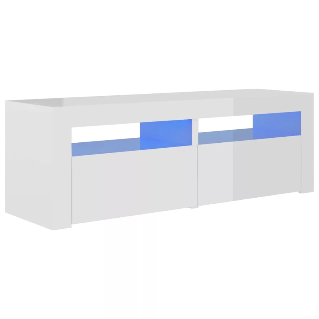 Tv-schrank Mit Led-leuchten Hochglanz-weiß 120x35x40 Cm günstig online kaufen