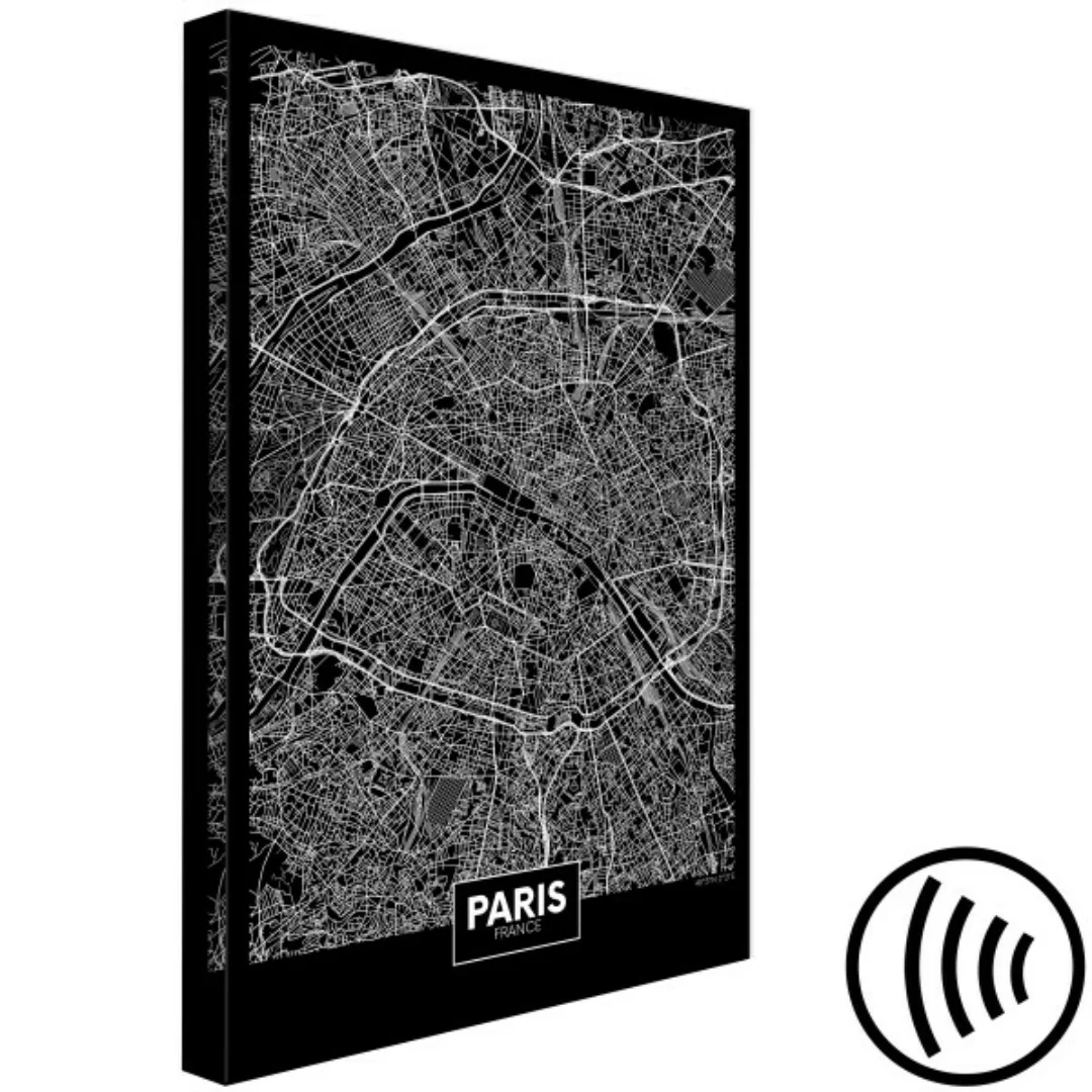 Wandbild Dark Map of Paris (1 Part) Vertical XXL günstig online kaufen