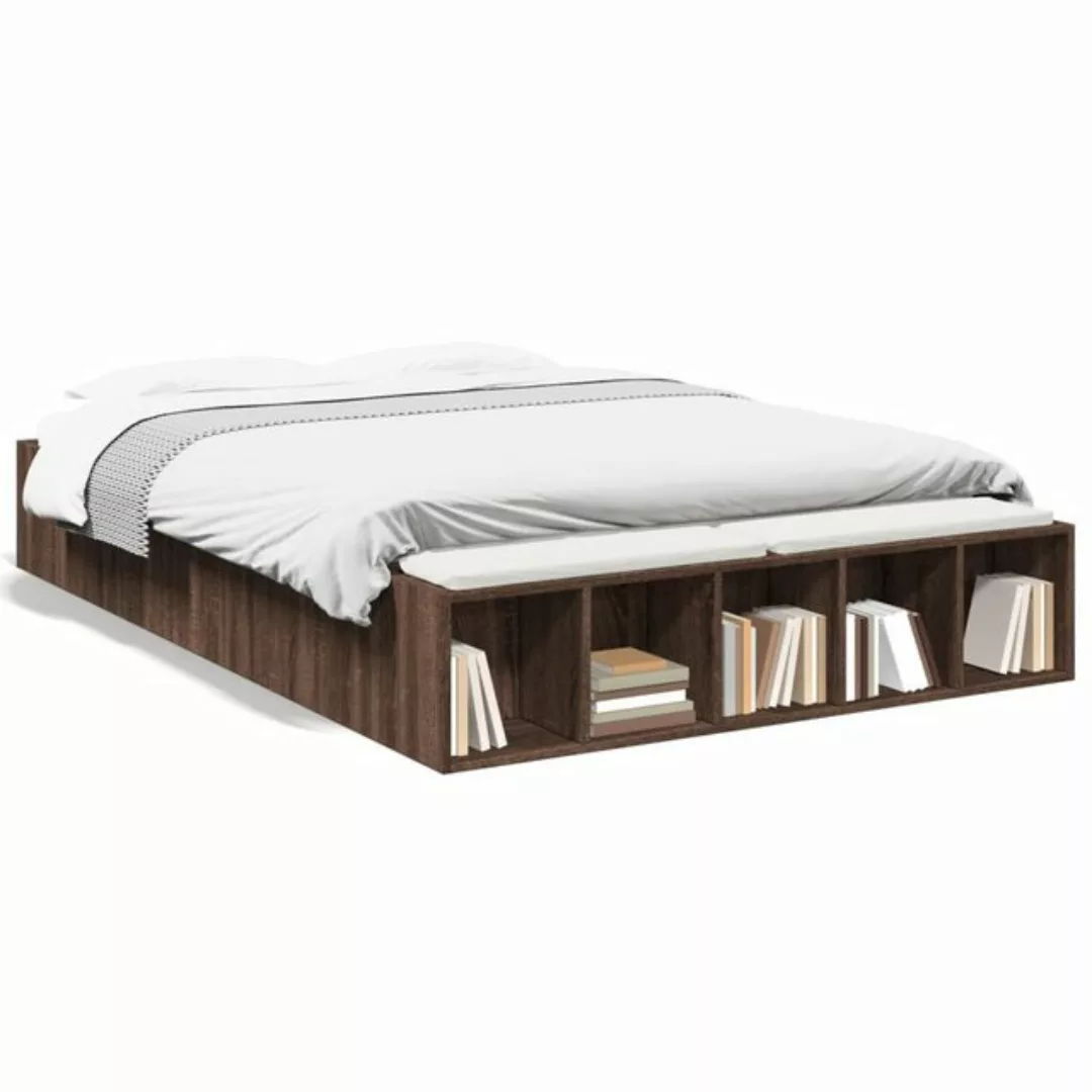 vidaXL Bett Bettgestell Braun Eichen-Optik 120x200 cm Holzwerkstoff günstig online kaufen