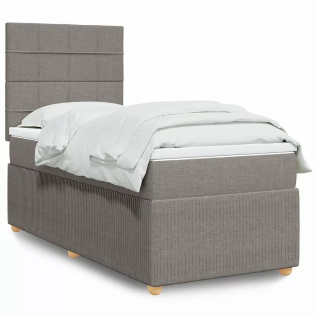 vidaXL Boxspringbett, Boxspringbett mit Matratze Taupe 90x200 cm Stoff günstig online kaufen