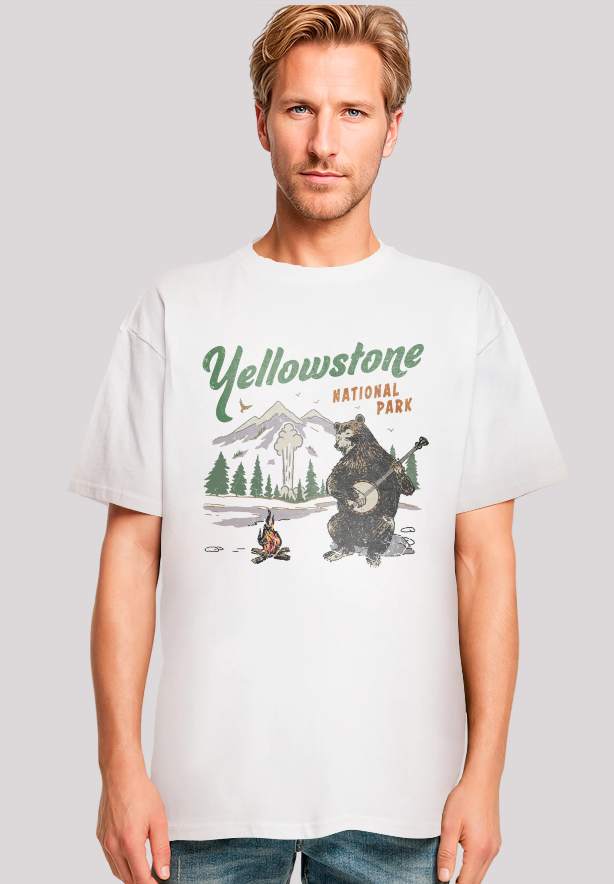 F4NT4STIC T-Shirt "US National Parks Yellowstone Bear Playing Banjo", Premi günstig online kaufen