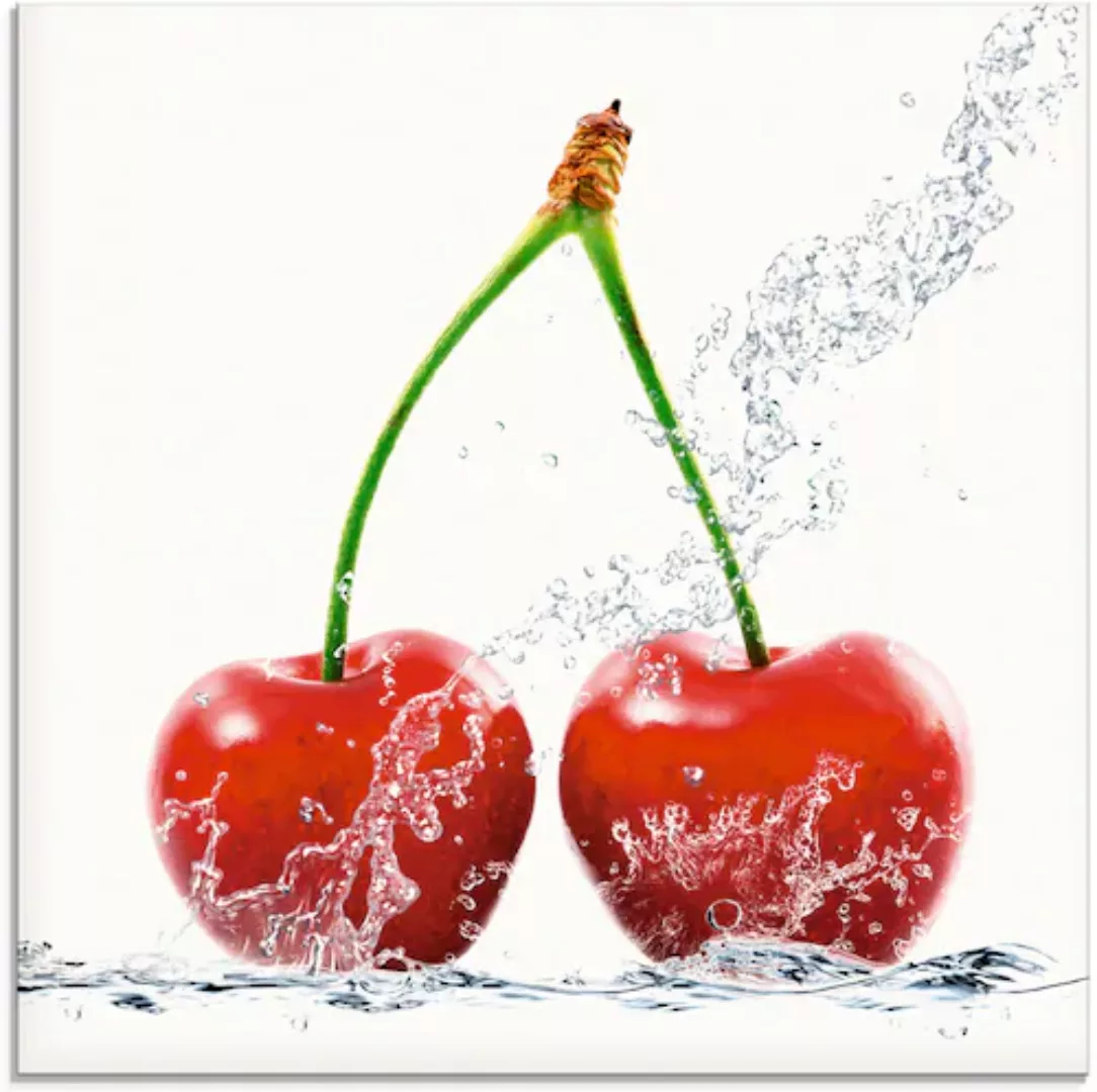 Artland Glasbild "Kirschen mit Spritzwasser", Lebensmittel, (1 St.) günstig online kaufen
