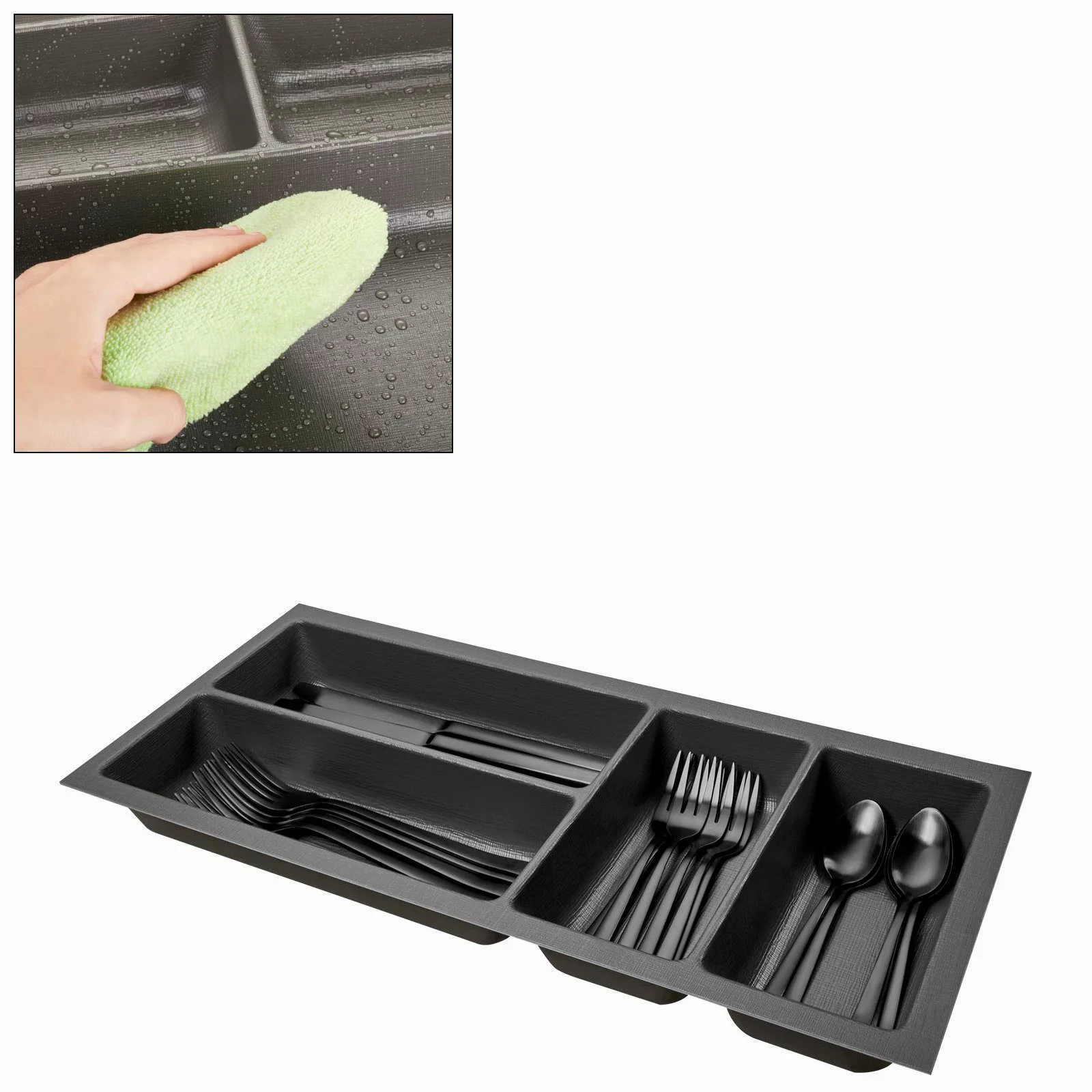 SO-TECH® Besteckeinsatz Orga-Box 3 silbergrau Leinwandstil günstig online kaufen