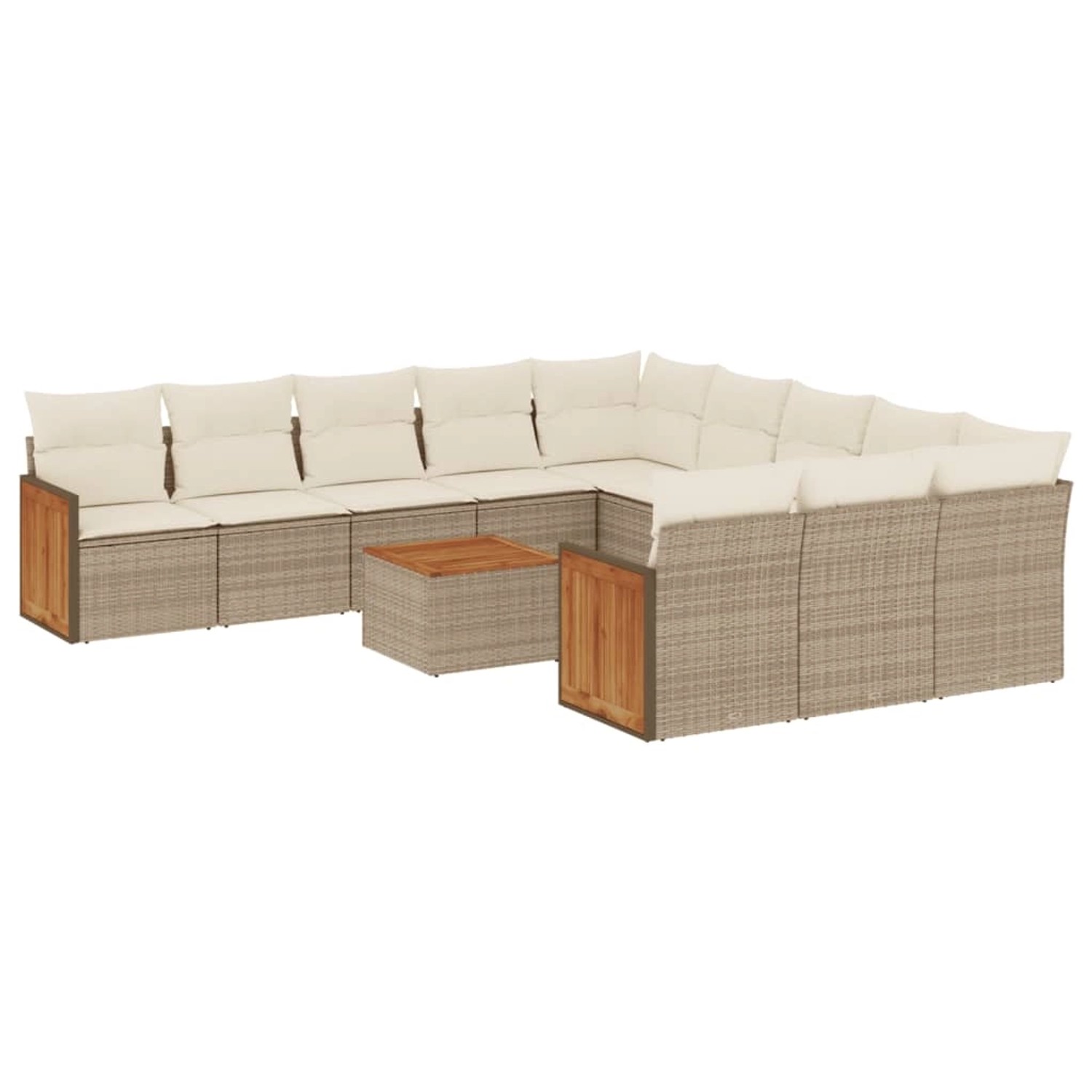 vidaXL 12-Tlg Garten-Sofagarnitur mit Kissen Beige Poly Rattan 3228116 günstig online kaufen