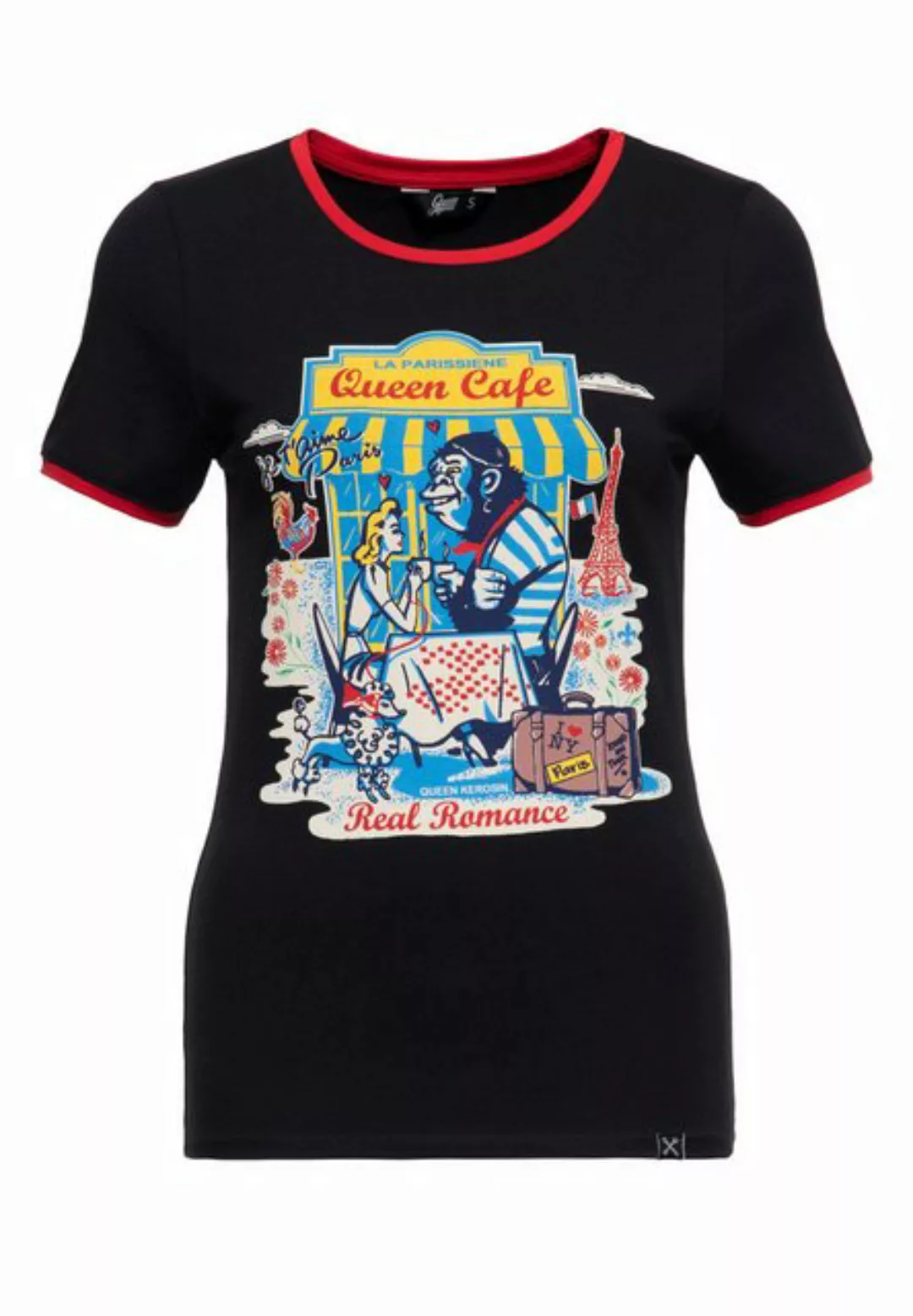 QueenKerosin Print-Shirt Real Romance (1-tlg) mit Comic Print günstig online kaufen