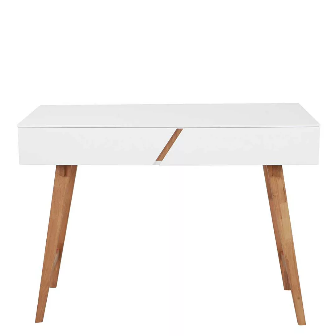 Skandi Schreibtisch in Weiß und Naturfarben 120 cm breit günstig online kaufen
