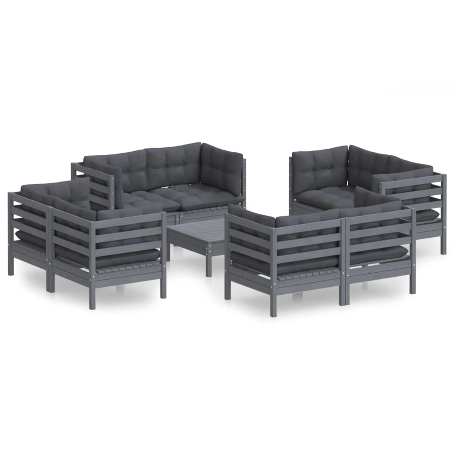 vidaXL 9-tlg Garten-Lounge-Set mit Anthrazit Kissen Kiefernholz Modell 5 günstig online kaufen