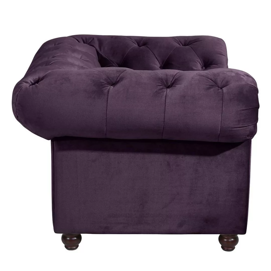 Clubsessel Chesterfield Lila aus Samtvelours 135 cm breit günstig online kaufen