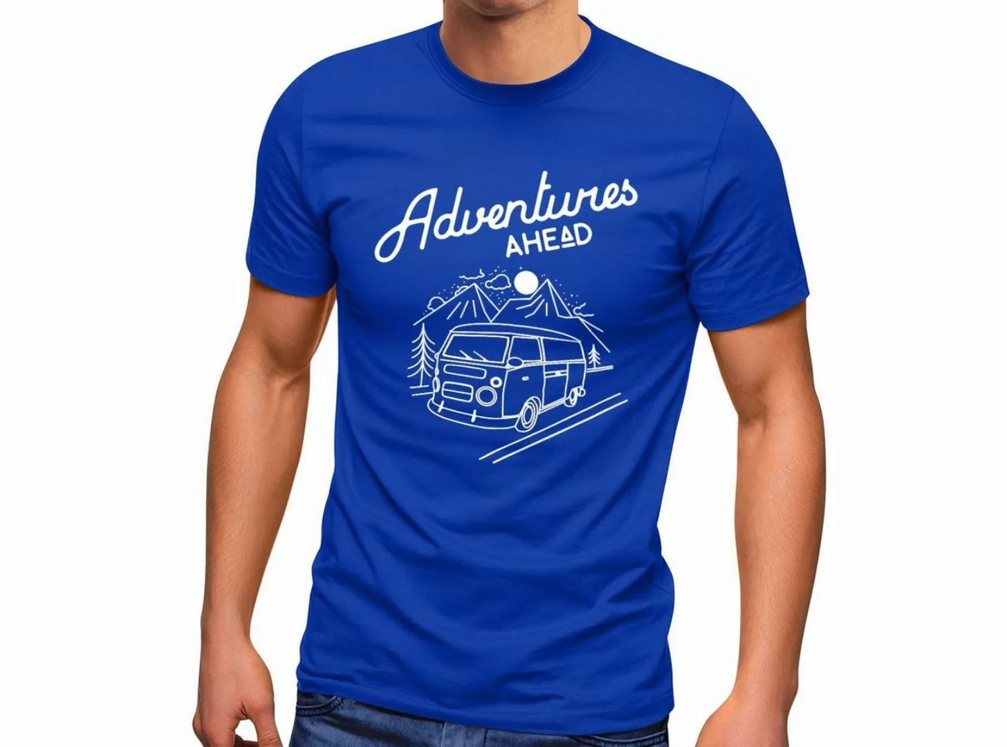 MoonWorks Print-Shirt Herren T-Shirt Bus Retro Abenteuer Adventures Ahead m günstig online kaufen