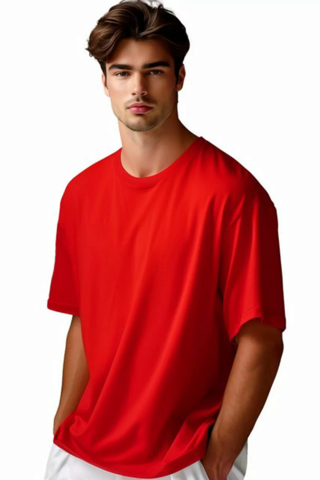 Reichstadt Oversize-Shirt Casual T-Shirt 24RS058 Red XL in kräftigen Farben günstig online kaufen