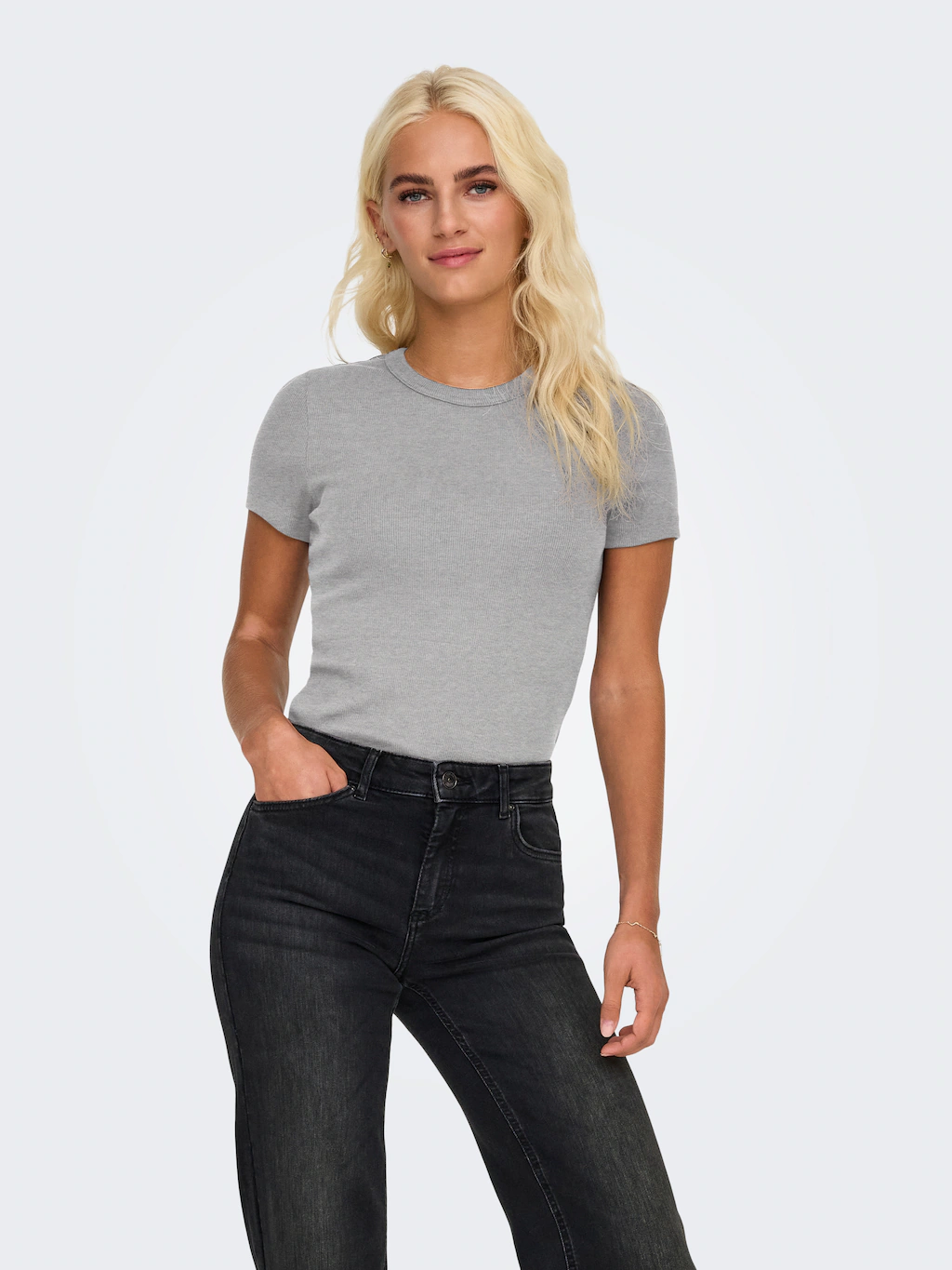 ONLY Kurzarmshirt "ONLVAL – Basic-Shirt mit Stretchkomfort für jeden Tag", günstig online kaufen