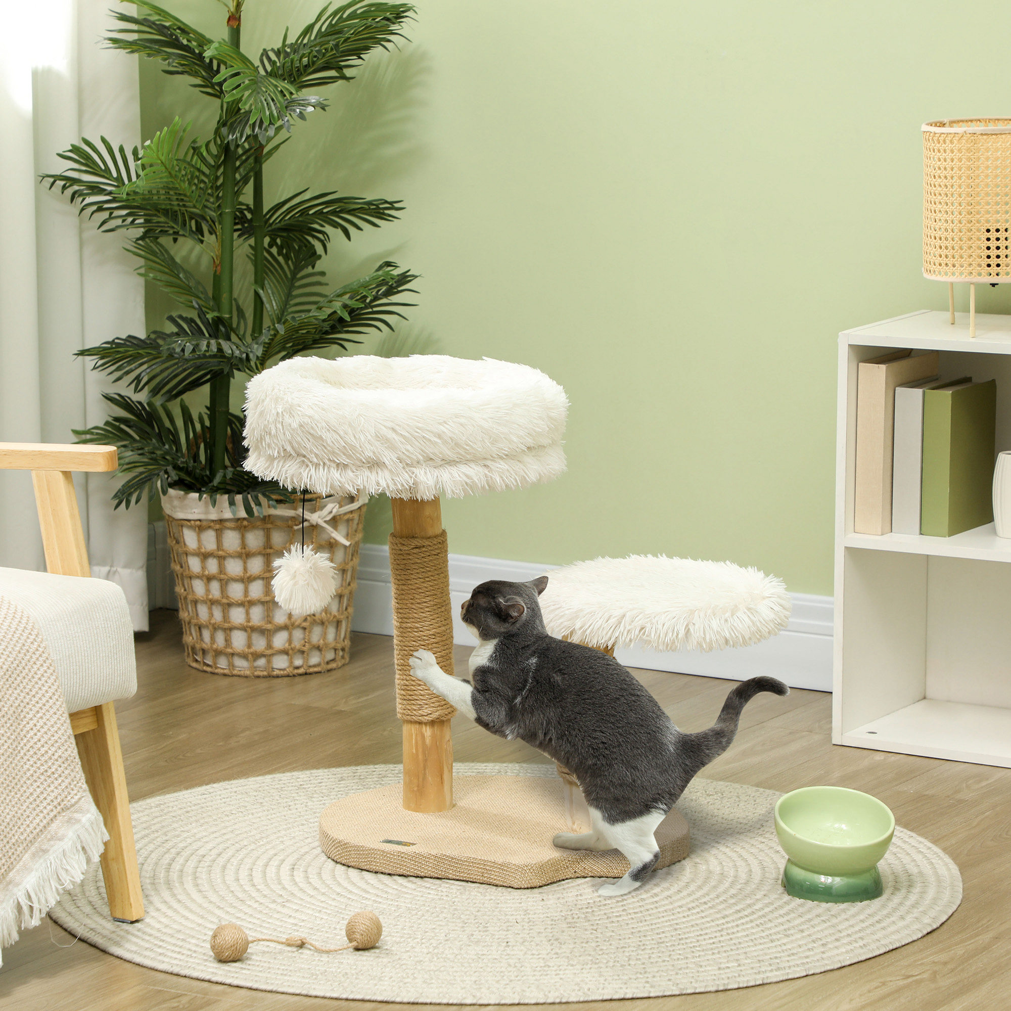 PawHut Kratzbaum 61,5 cm hoch Katzenkratzbaum mit Spielball, Betten, Katzen günstig online kaufen