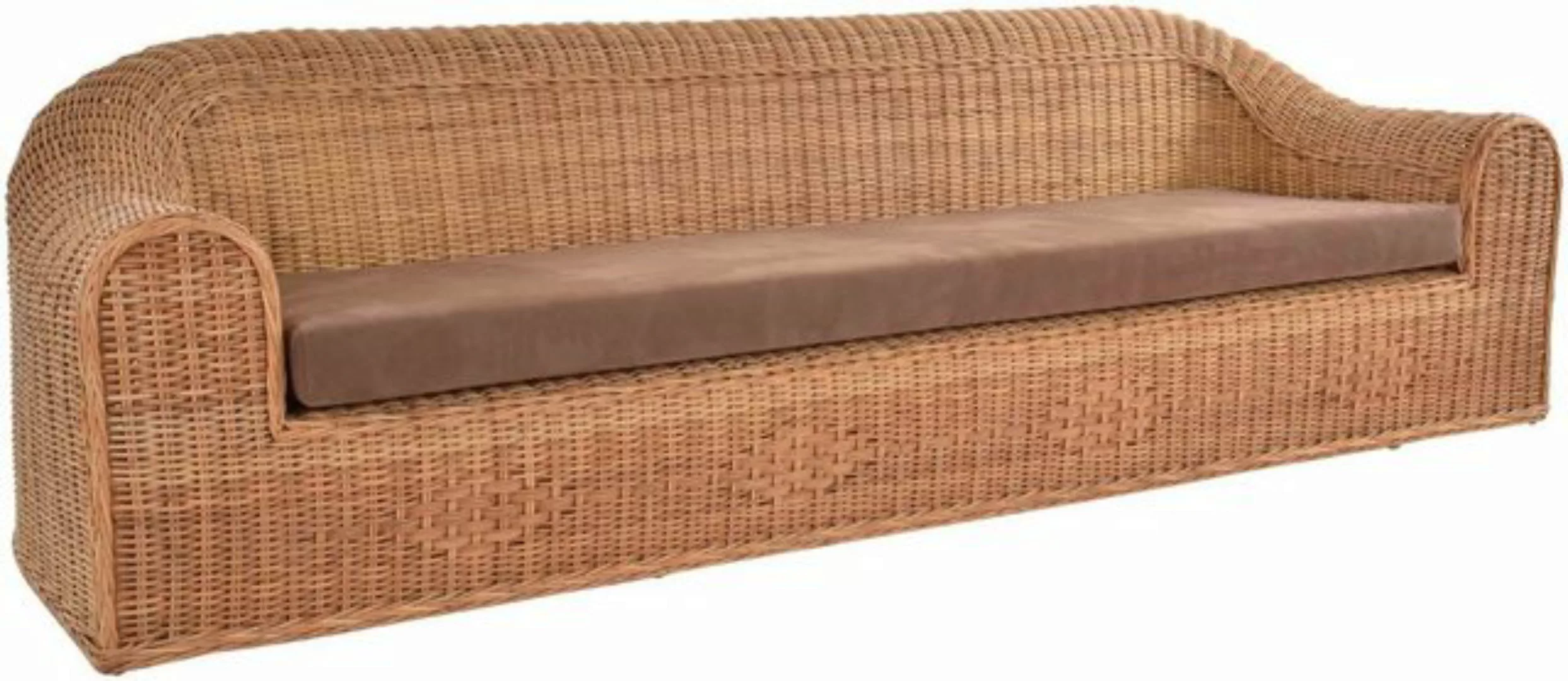 Krines Home Loungesofa Rattansofa Wohnzimmer Couch aus echtem Rattan Lounge günstig online kaufen