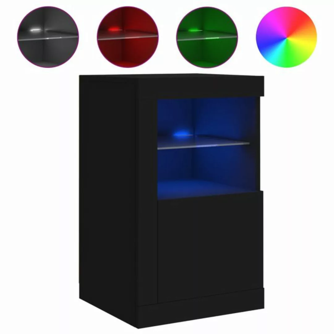 vidaXL Beistellschrank mit LED-Leuchten Schwarz Holzwerkstoff günstig online kaufen