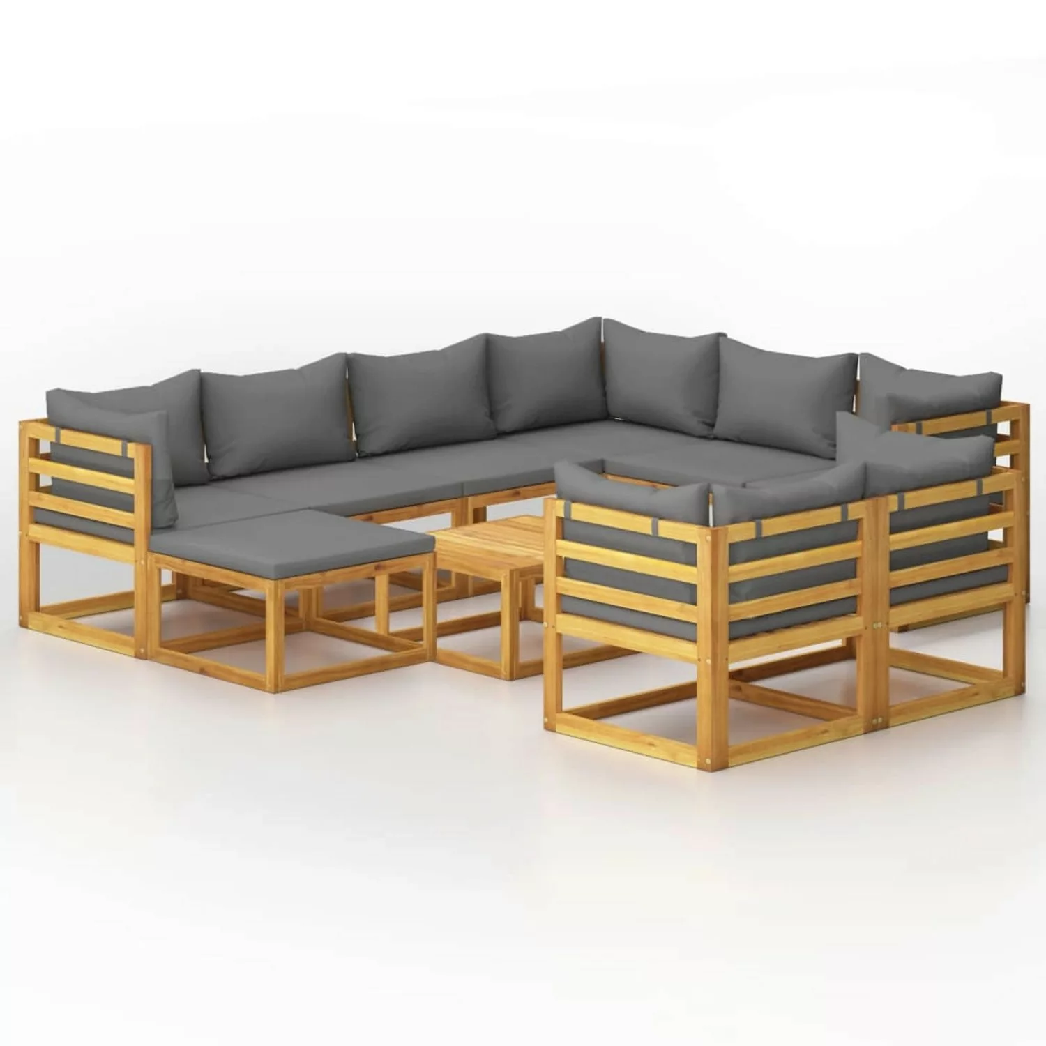 10-tlg. Garten-lounge-set Mit Auflagen Massivholz Akazie günstig online kaufen