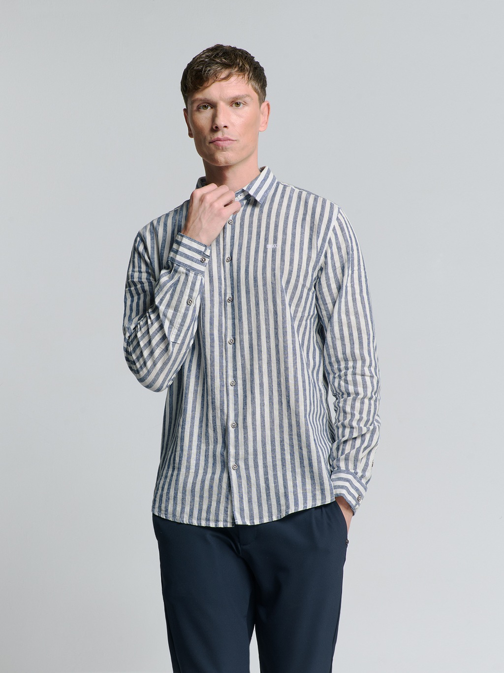 NO EXCESS Langarmhemd "No Excess Leinenhemd" günstig online kaufen