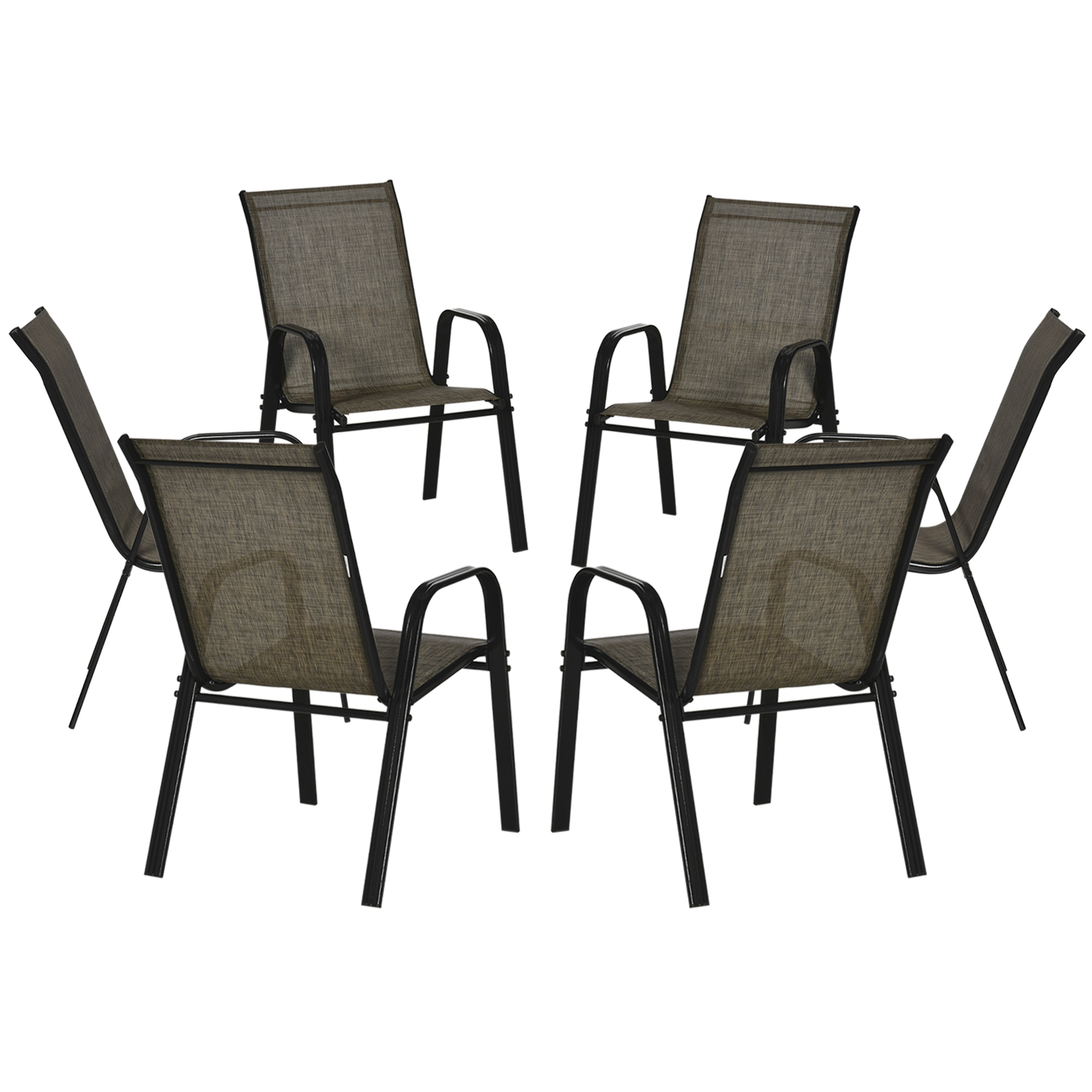 Outsunny Set 6 Gartenstühle Stapelbare platzsparende Outdoor-Stühle mit Met günstig online kaufen