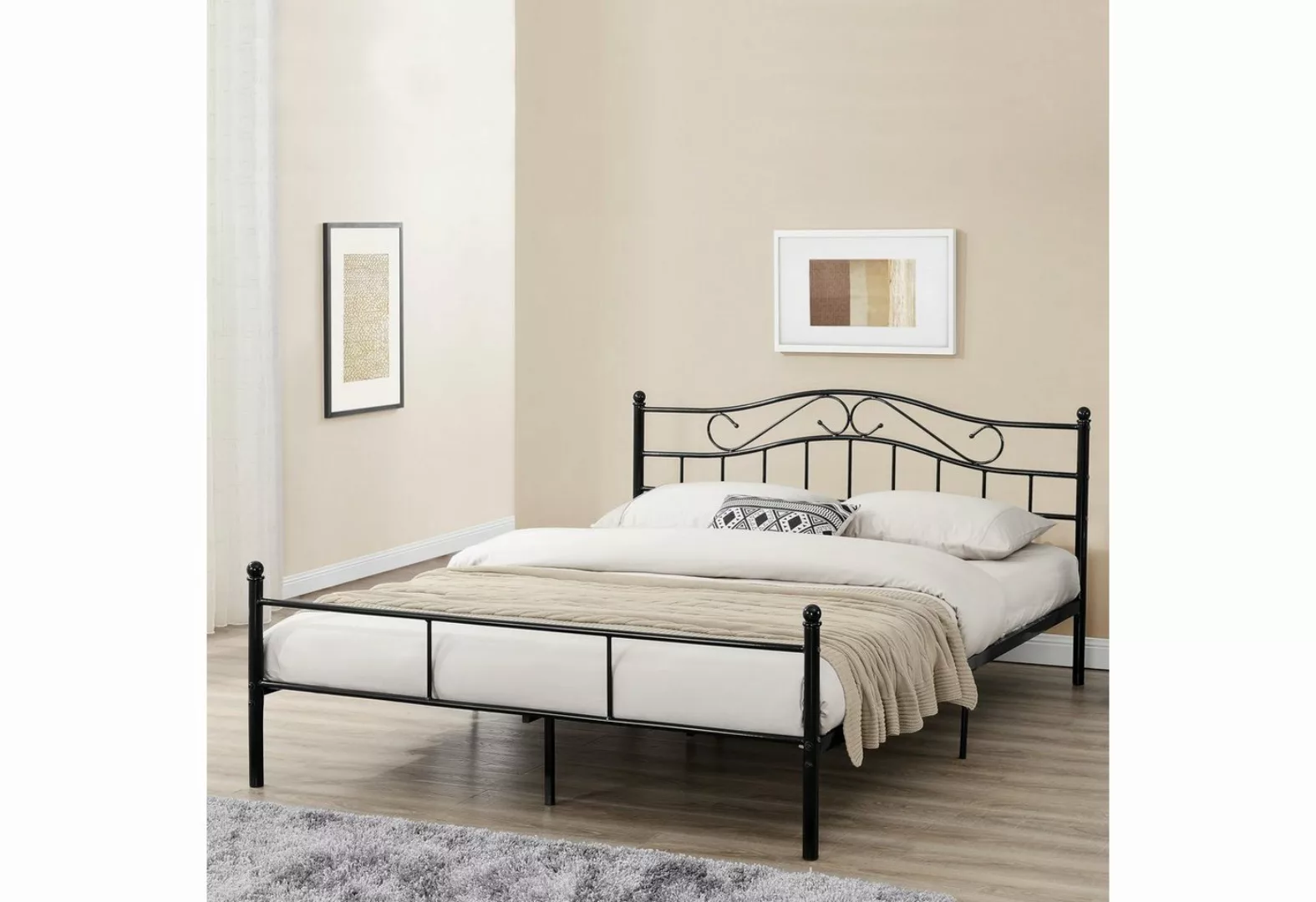 en.casa Metallbett, »Damur« Bett 200 x 140 cm schwarz, matt günstig online kaufen