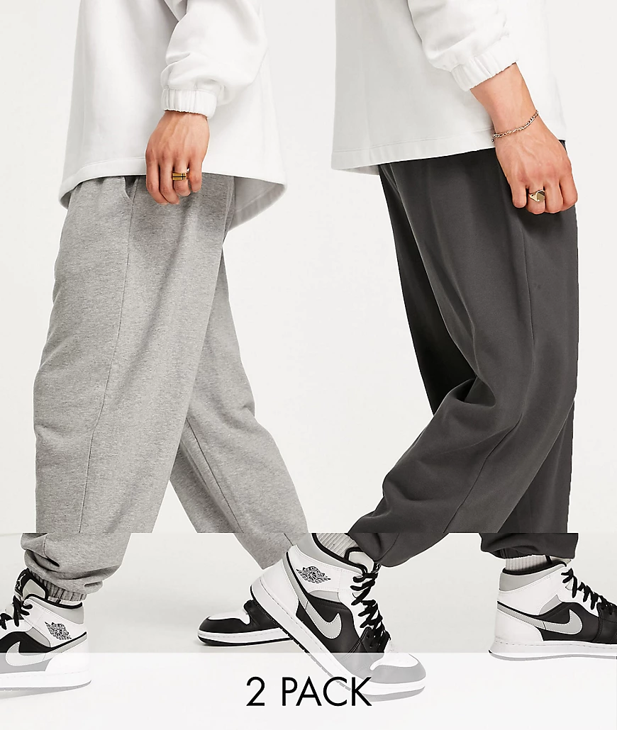 ASOS DESIGN – Oversize-Jogginghose aus Bio-Baumwollmix in verwaschenem Schw günstig online kaufen