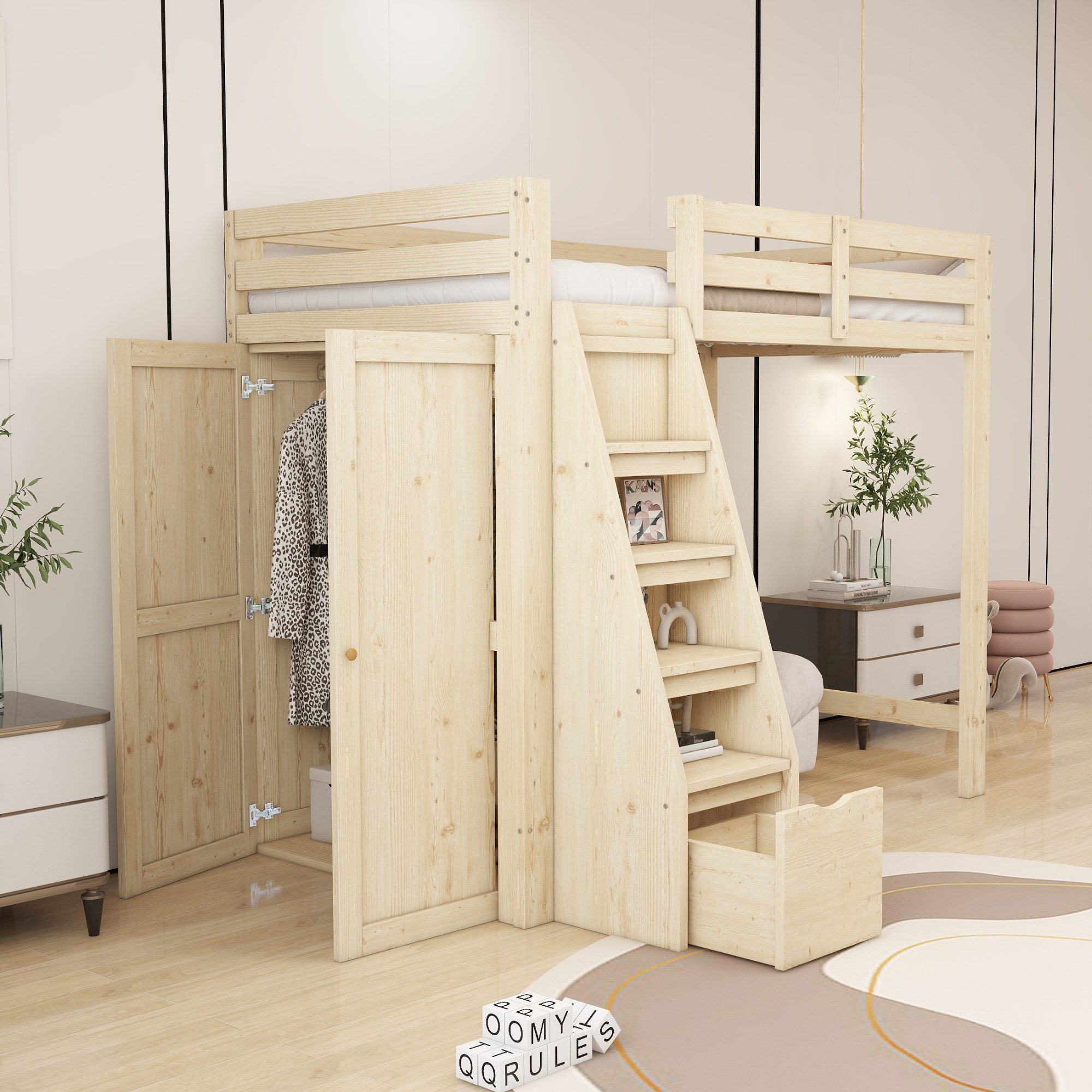 Flieks Hochbett Kinderbett Einzelbett 90x200cm mit günstig online kaufen