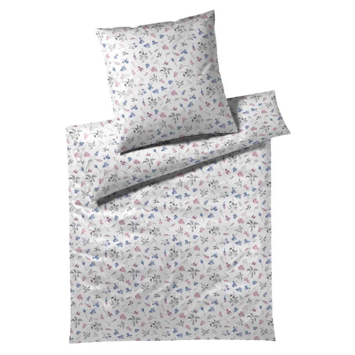 Elegante Interlock Jersey Bettwäsche Botanic 3501-1 Blume Blau 135x200 günstig online kaufen