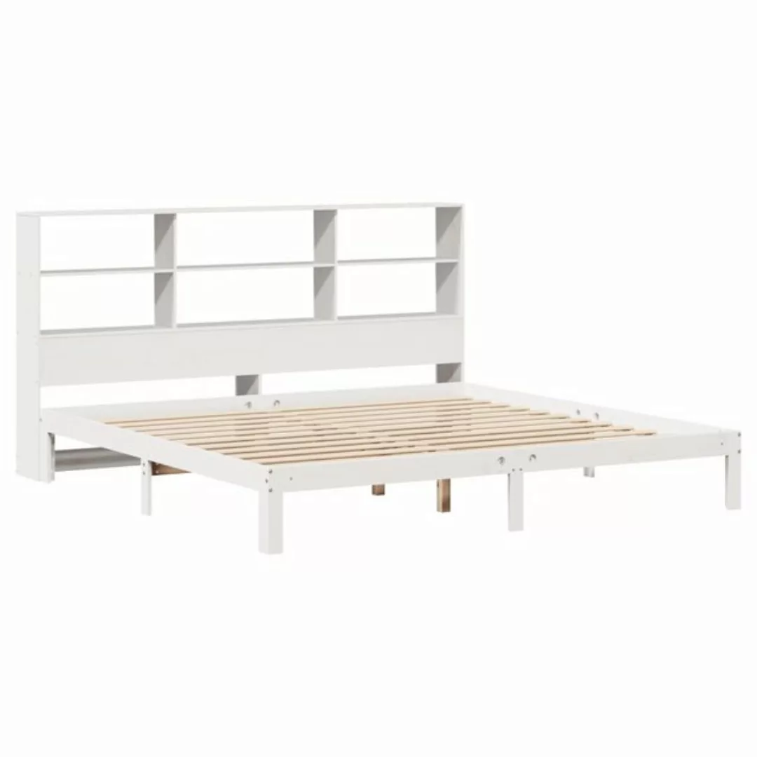 vidaXL Bett Massivholzbett mit Regal ohne Matratze Weiß 200x200 cm Kiefer günstig online kaufen