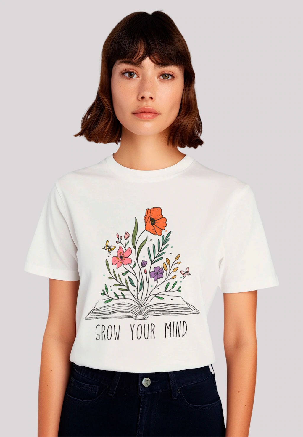 F4NT4STIC T-Shirt "Flower grow your mind book", Premium Qualität, Unisex Sc günstig online kaufen