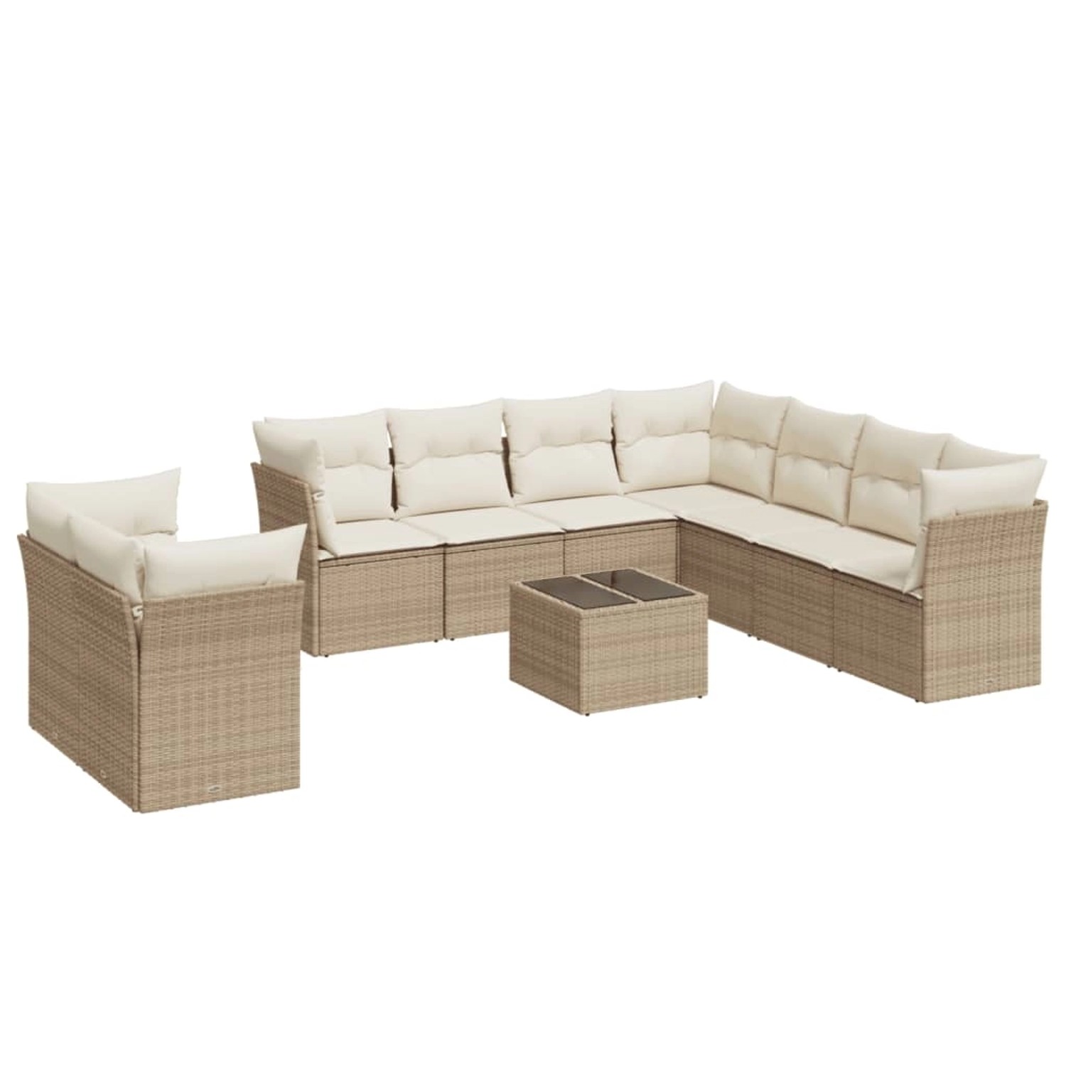 vidaXL 10-tlg Garten-Sofagarnitur mit Kissen Beige Poly Rattan Modell 5 günstig online kaufen