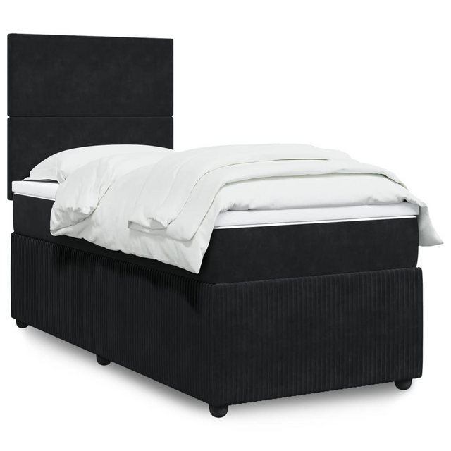 vidaXL Boxspringbett, Boxspringbett mit Matratze Schwarz 100x200 cm Samt günstig online kaufen