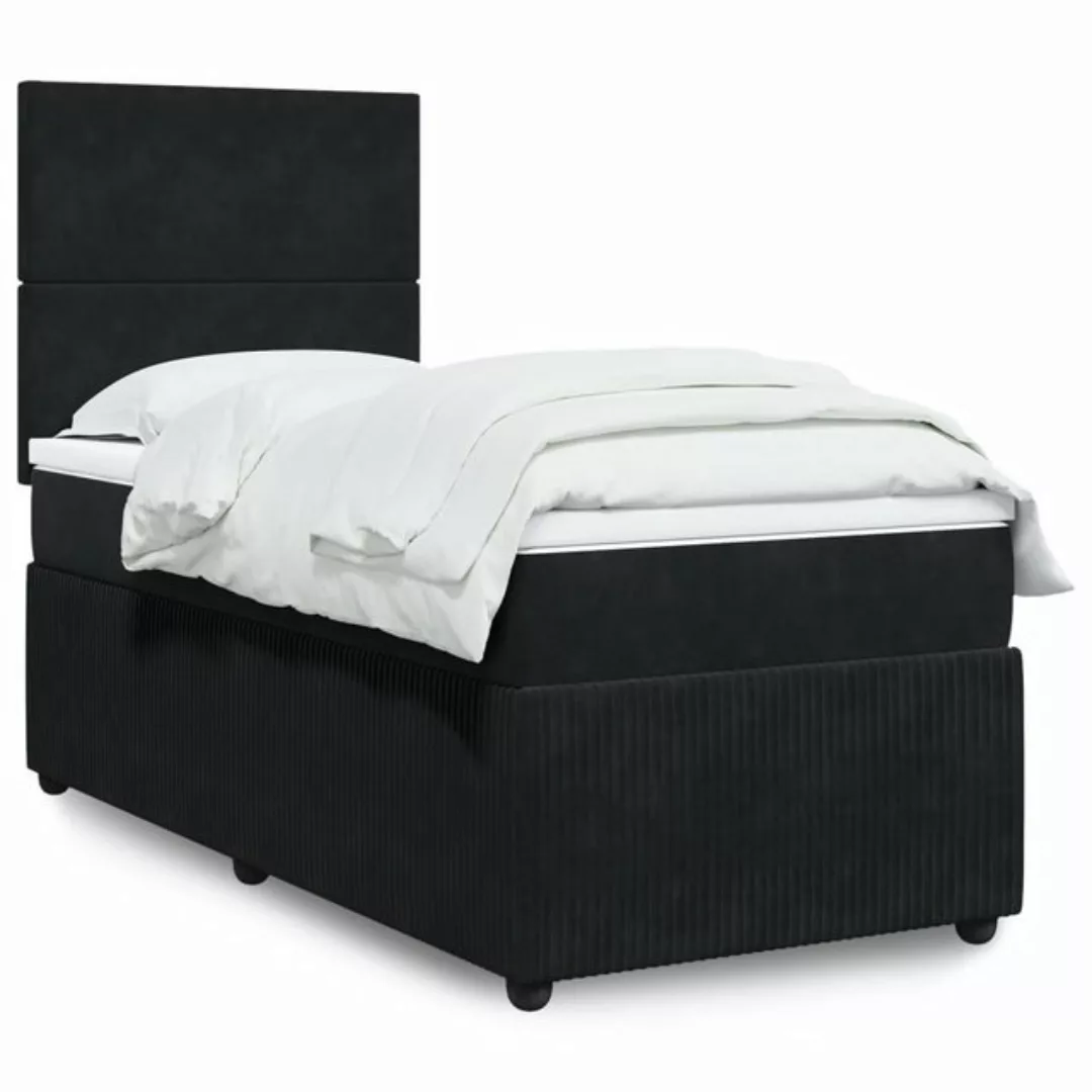 vidaXL Boxspringbett, Boxspringbett mit Matratze Schwarz 100x200 cm Samt günstig online kaufen