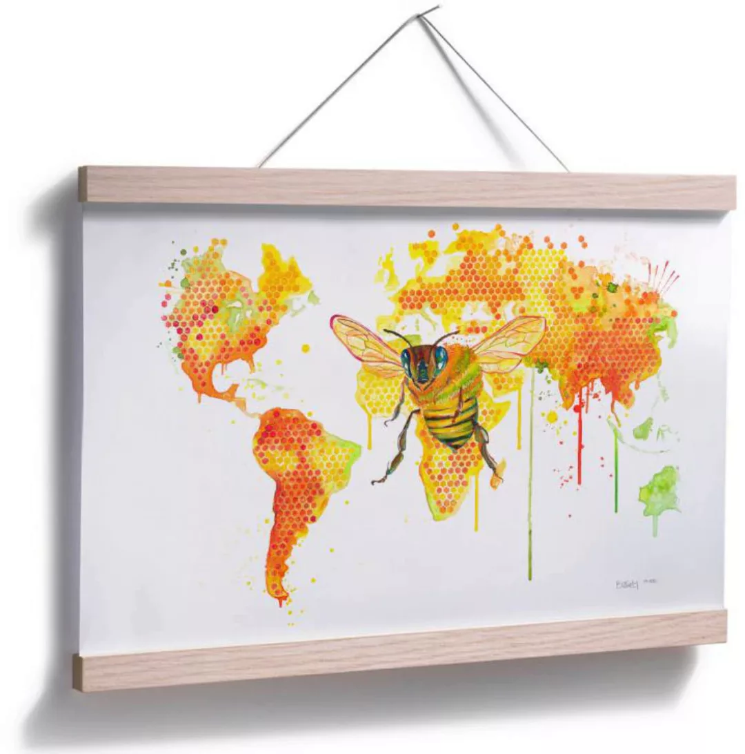 Wall-Art Poster »Bees World Bienenkönigin«, Schriftzug, (1 St.) günstig online kaufen