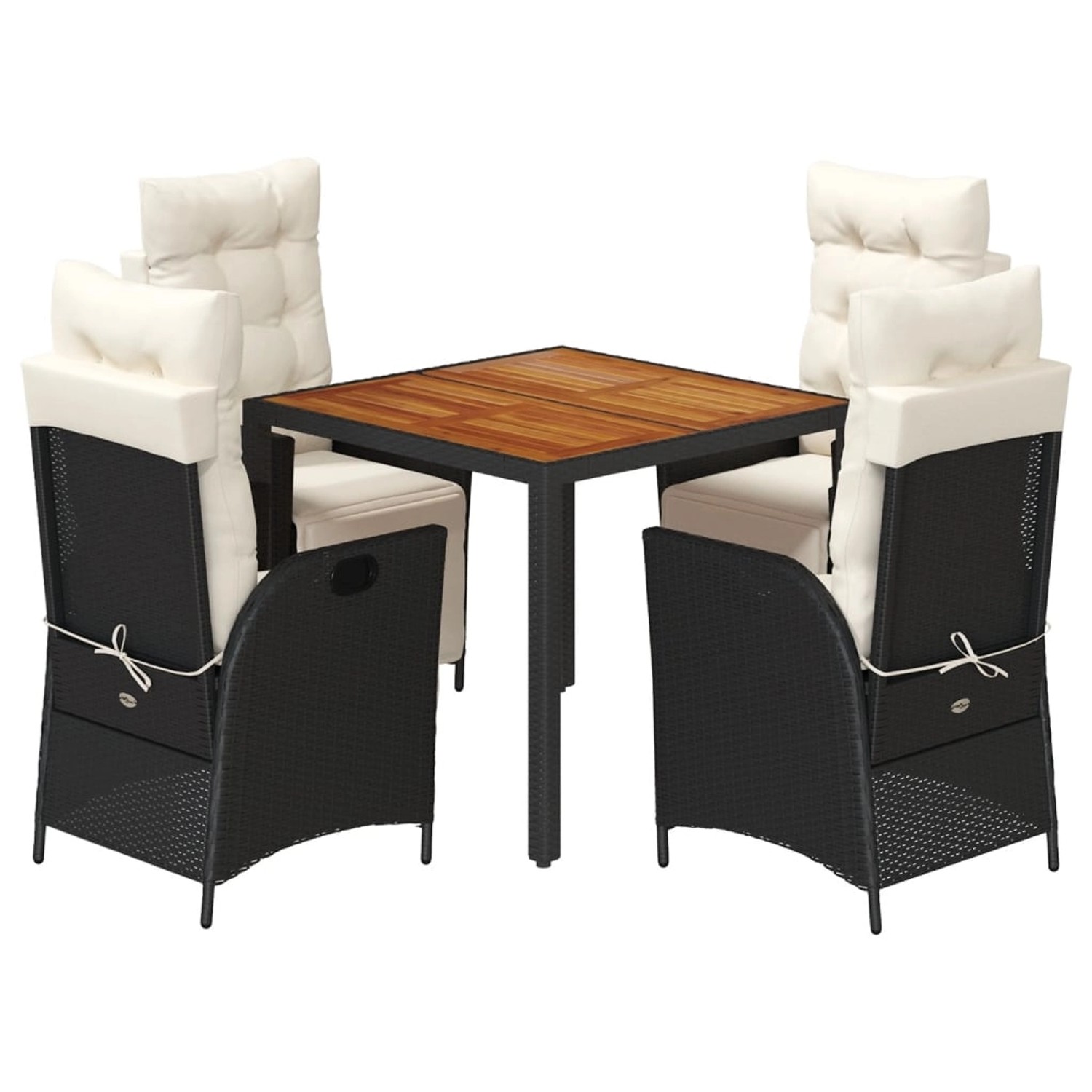 vidaXL 5-Tlg Garten-Essgruppe mit Kissen Schwarz Poly Rattan 3213333 günstig online kaufen