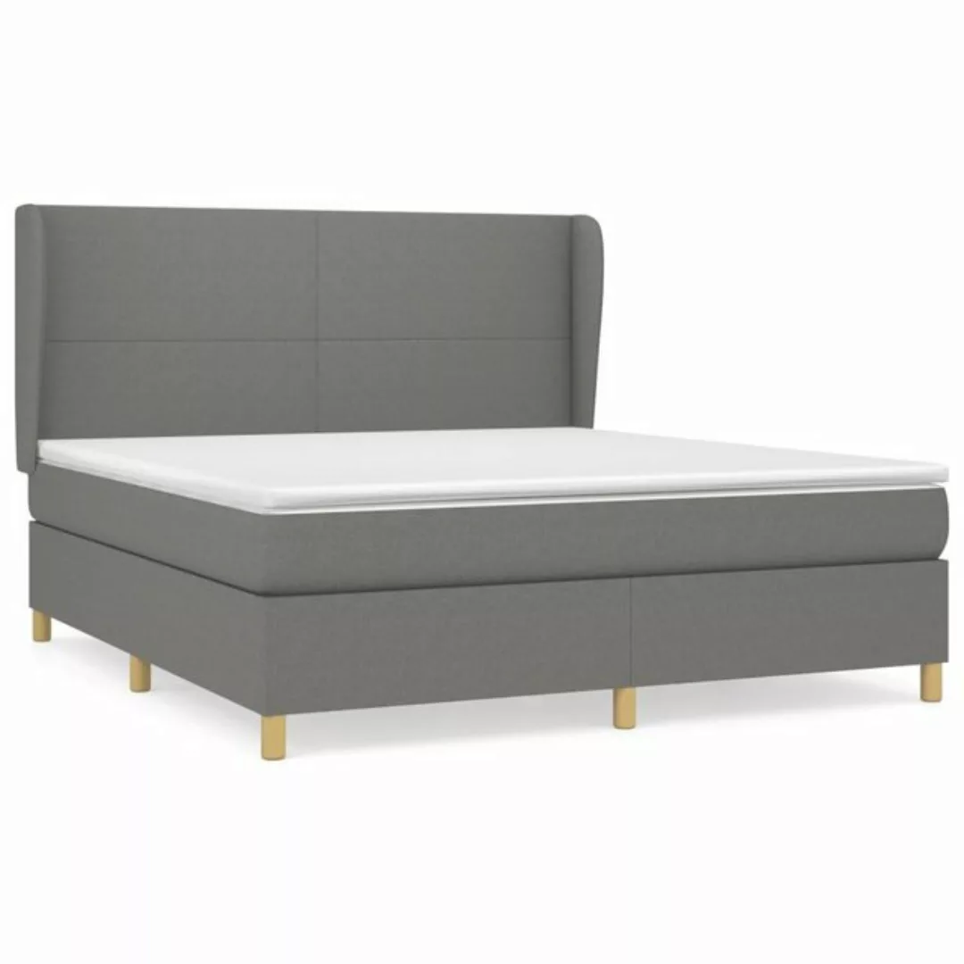 vidaXL Bettgestell Boxspringbett mit Matratze Dunkelgrau 160x200 cm Stoff B günstig online kaufen