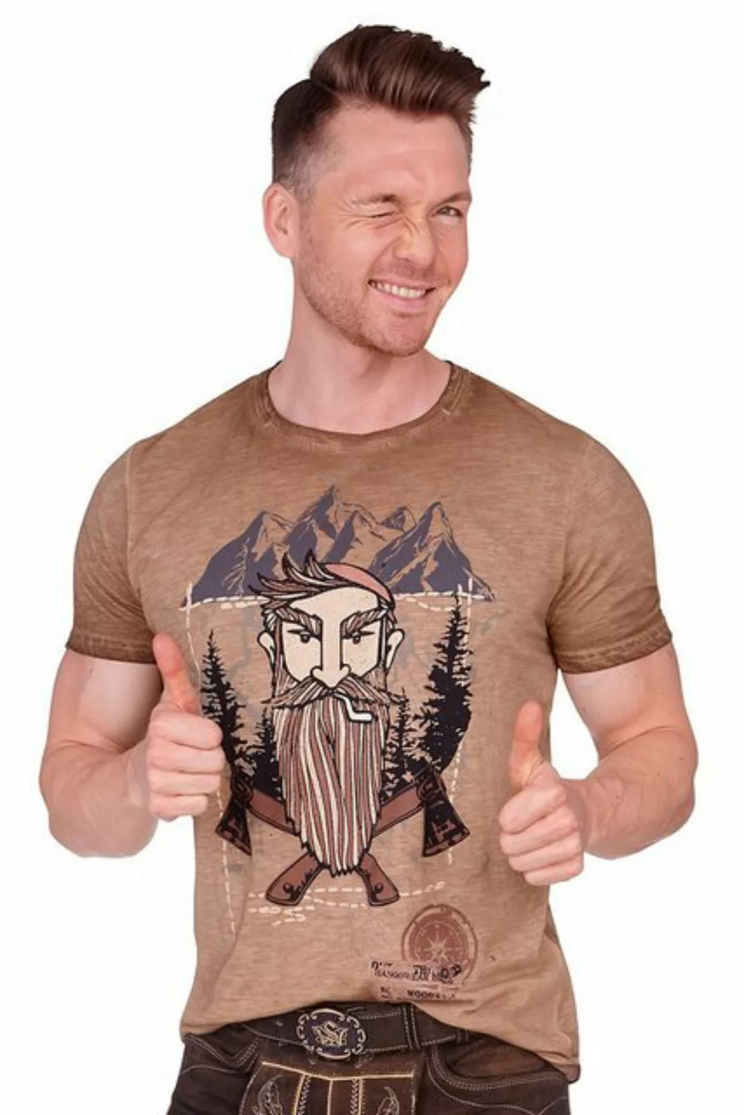 Hangowear Trachtenshirt Trachtenshirt Herren - ZYPRIAN - hellbraun günstig online kaufen