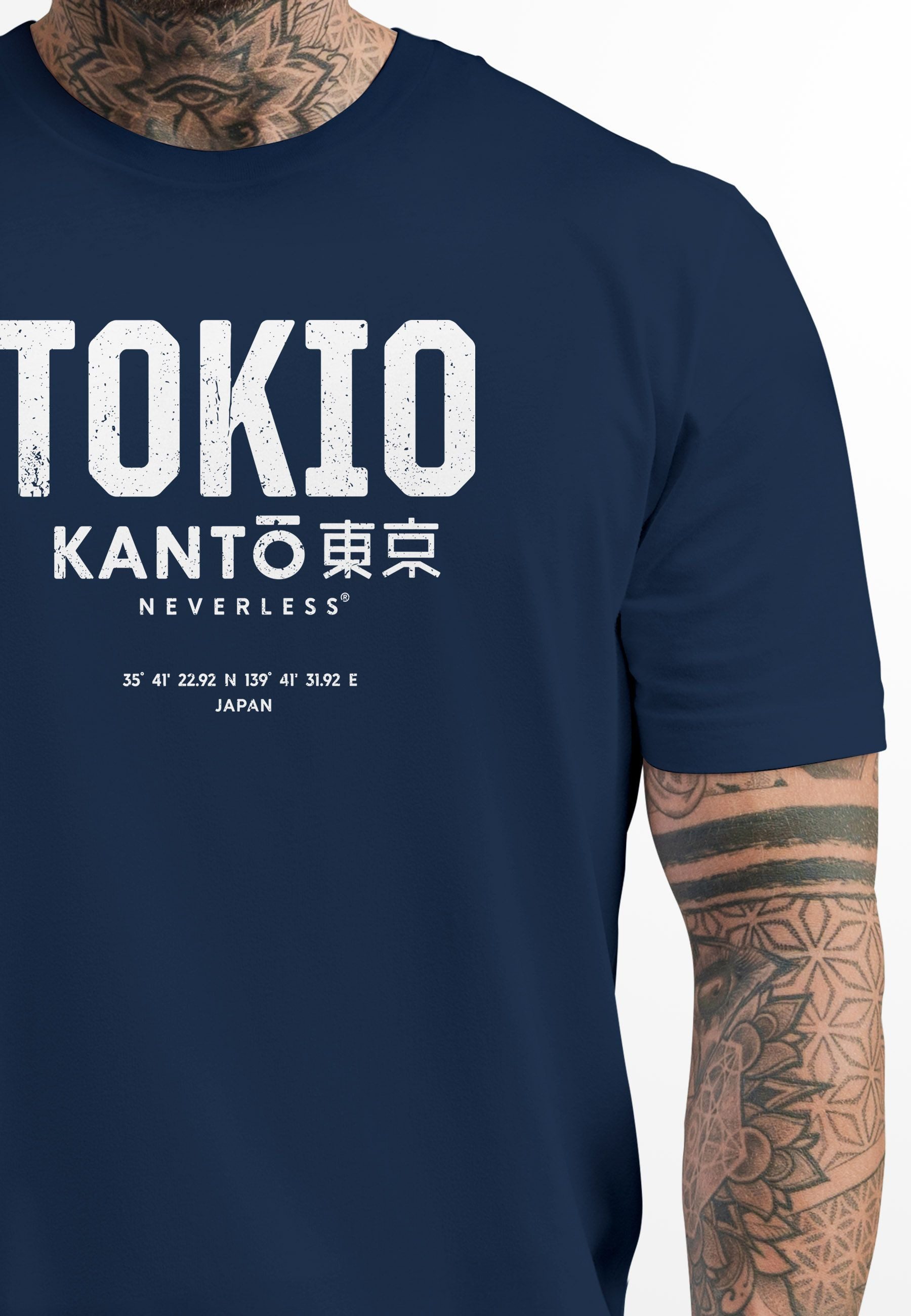 Neverless Print-Shirt Herren T-Shirt Frontprint Tokyo günstig online kaufen