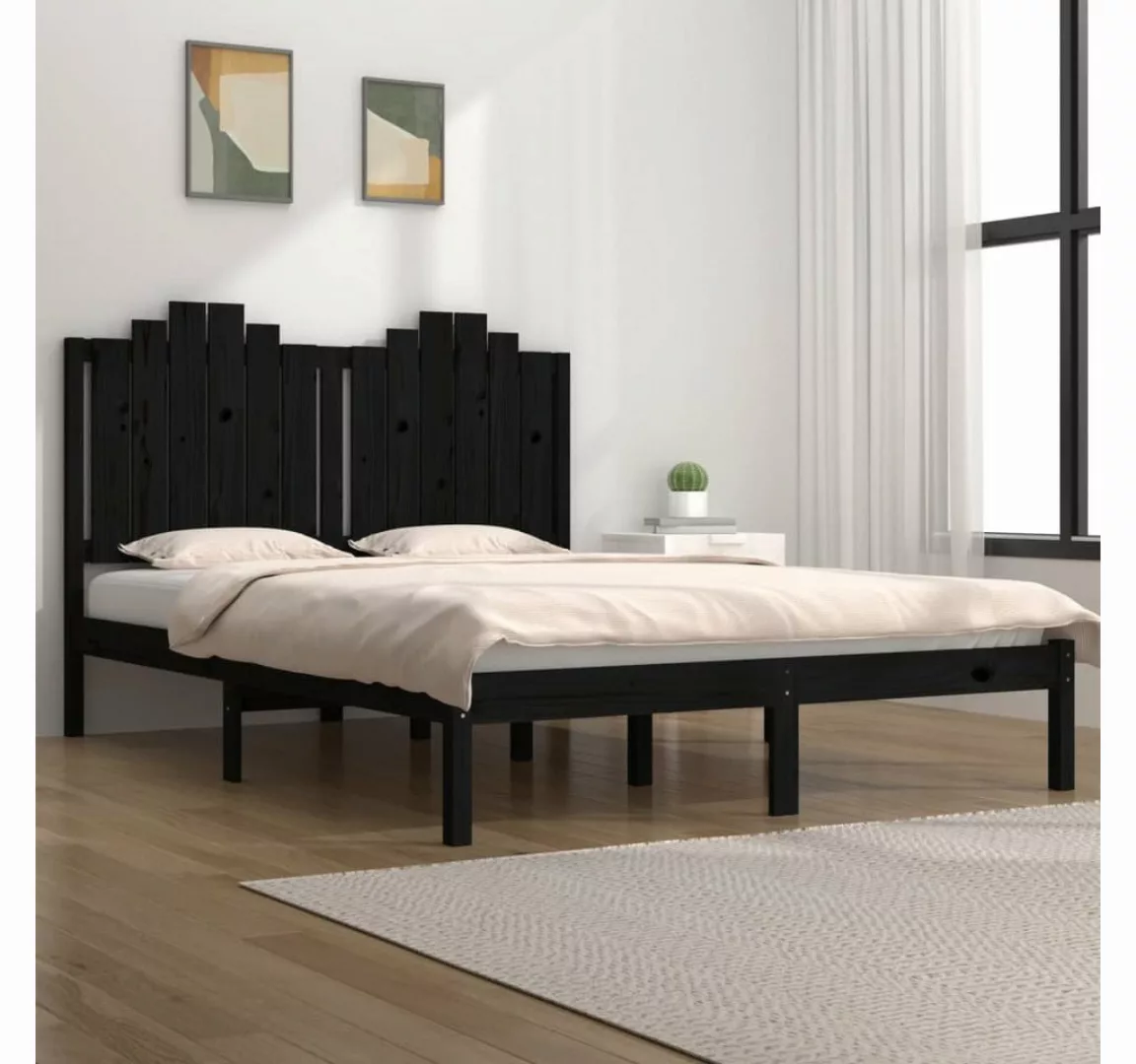 furnicato Bett Massivholzbett Schwarz Kiefer 200x200 cm günstig online kaufen