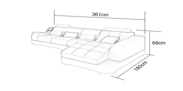 Xlmoebel Ecksofa Modernes L-förmiges Ledersofa mit Polsterung für Wohnlands günstig online kaufen