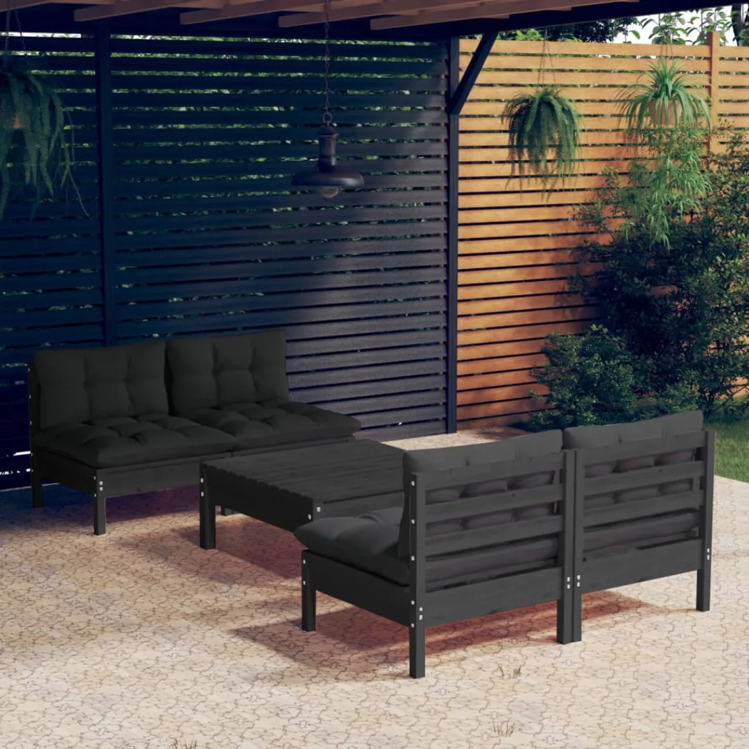 5-tlg. Garten-lounge-set Mit Anthrazit Kissen Kiefernholz günstig online kaufen