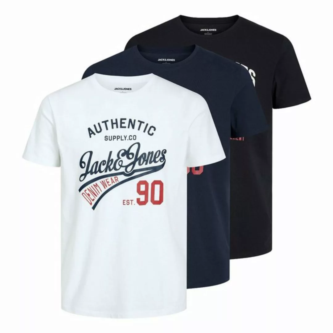 Jack & Jones Herren Rundhals T-Shirt JJETHAN 3er PACK - Regular Fit günstig online kaufen