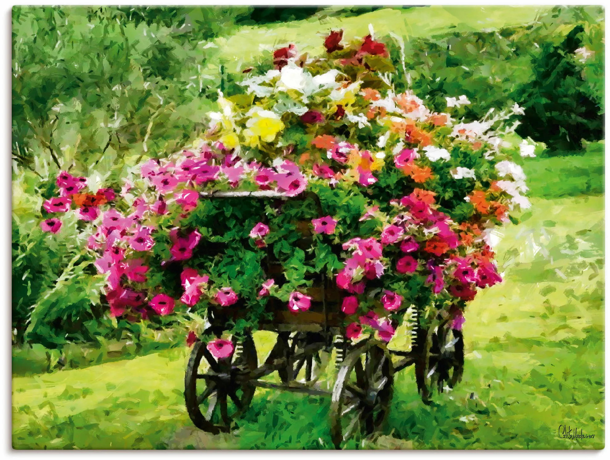 Artland Wandbild »Kutsche mit Blumen«, Blumenbilder, (1 St.), als Alubild, günstig online kaufen