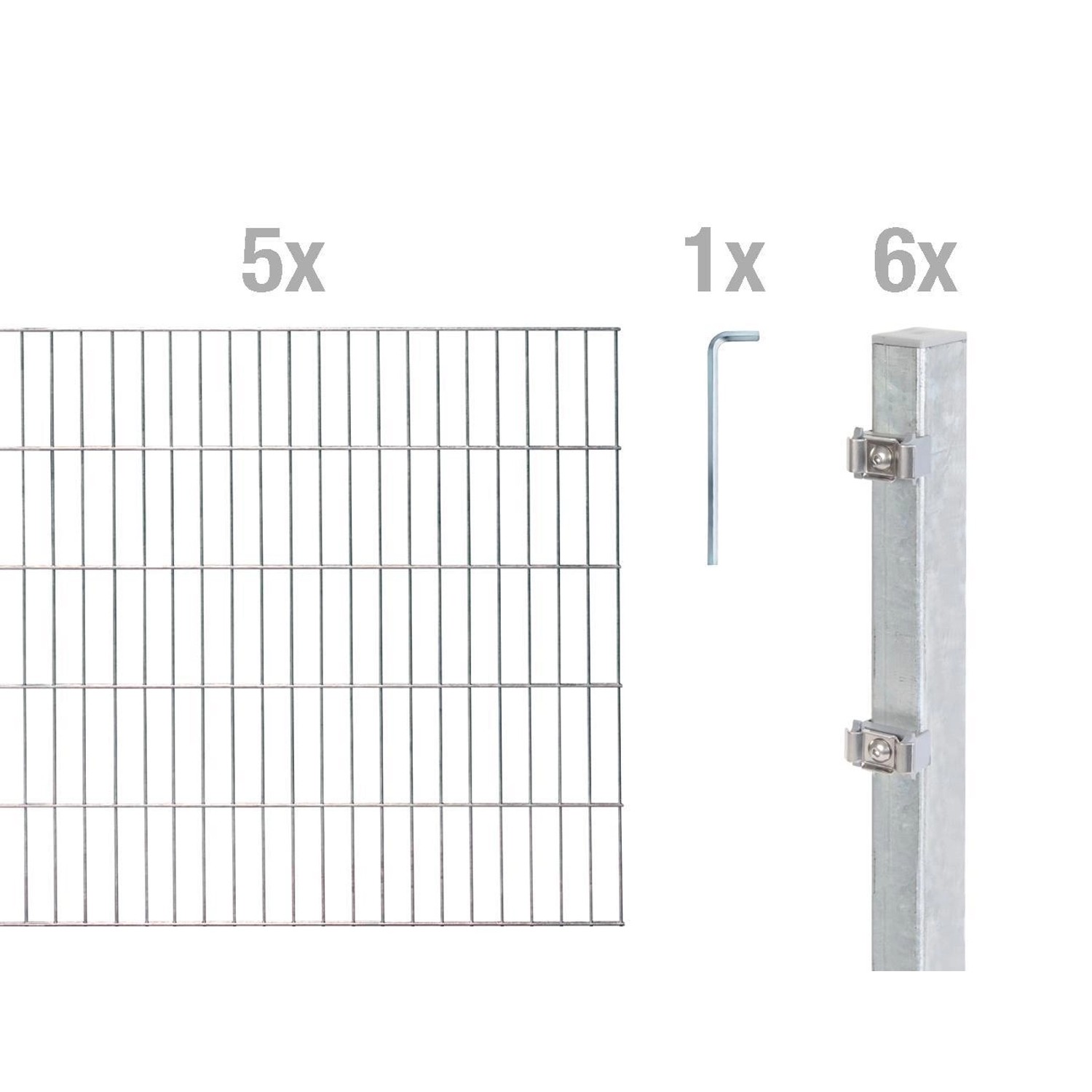 Metallzaun Grund-Set Doppelstabmatte feuerverzinkt z. Einbeton. 120 cm x 10 günstig online kaufen